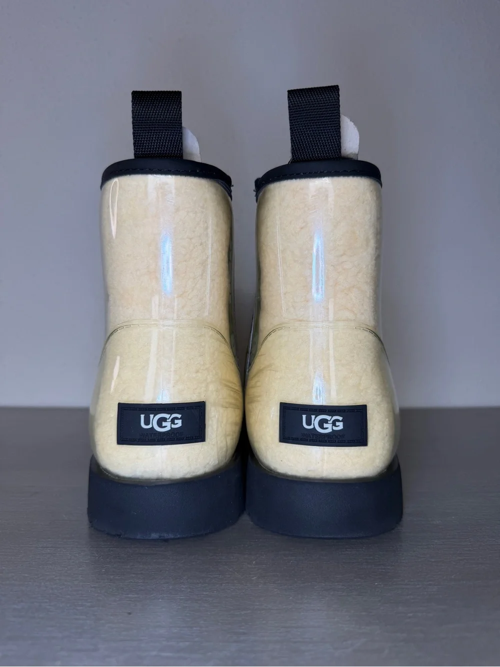 UGG Classic Clear Mini Waterproof Boots Women’s Size 10 Tan Black Winter